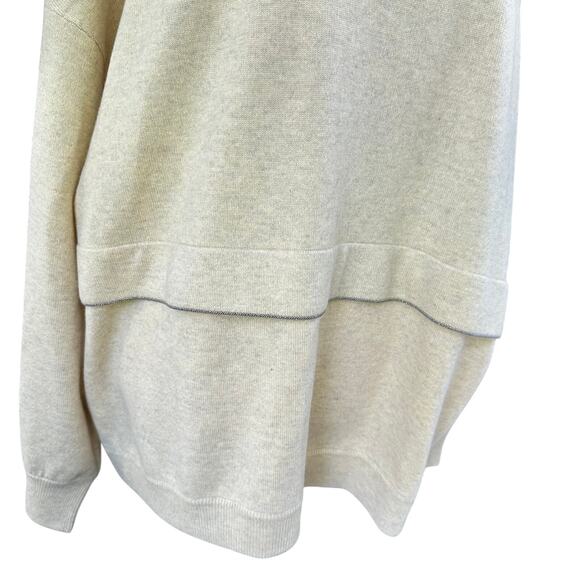 *NEW* Brunello Cucinelli Cashmere Silk Monili Large Sweater Wool Tan Knit Jumper - Picture 4 of 13